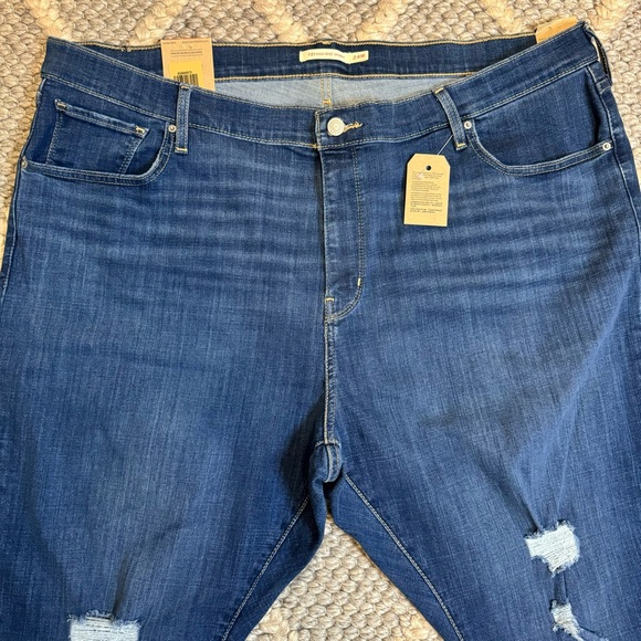 NWT! Levi’s 721 High-Rise Ripped Skinny Blue Hypersoft Jeans Women’s Size 24W - Picture 3 of 10